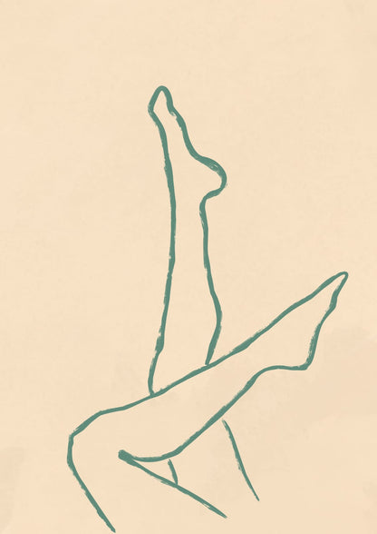 a seated figure drawn with a green outline