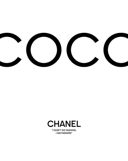 COCO and CHANEL lettering on a white field.