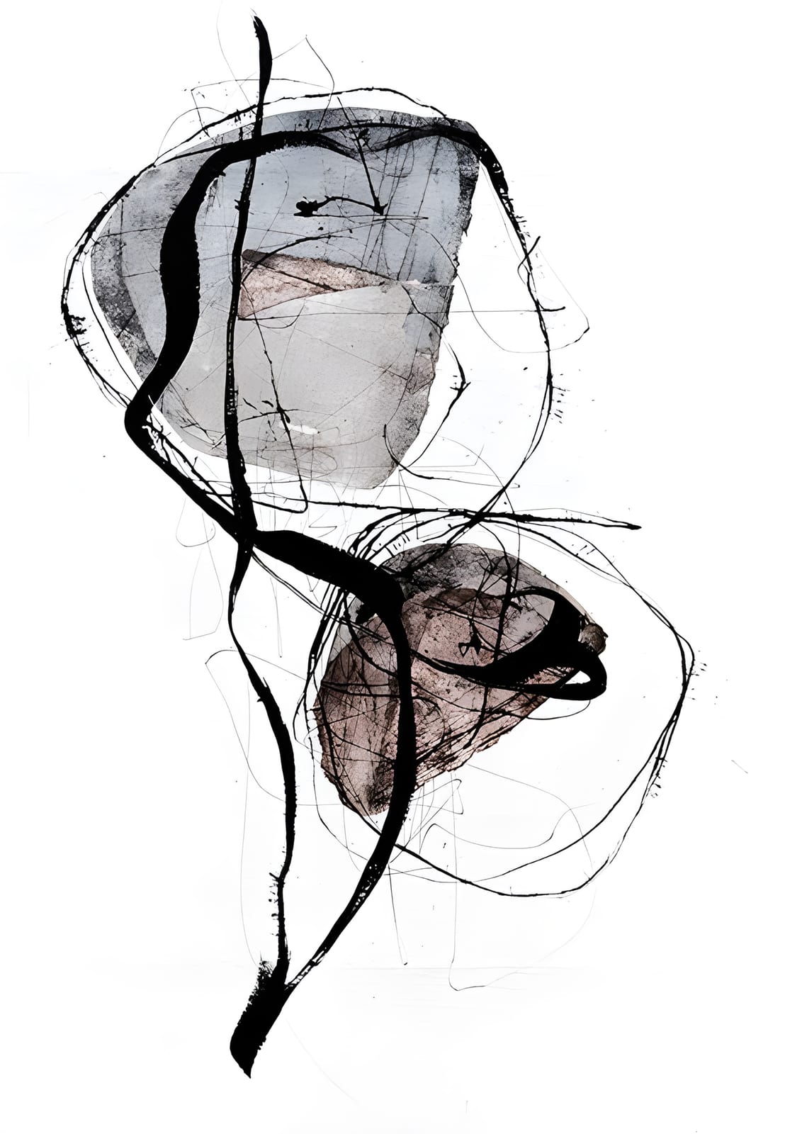 Loose gray loops form an open abstract composition.