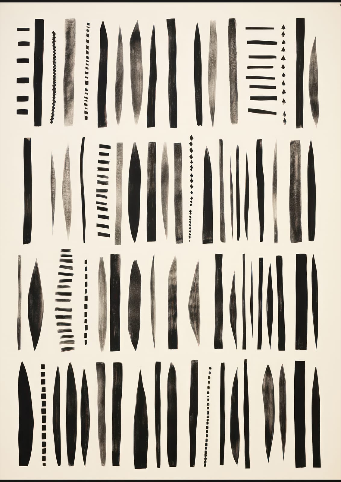 Short black marks sit across a cream ground.