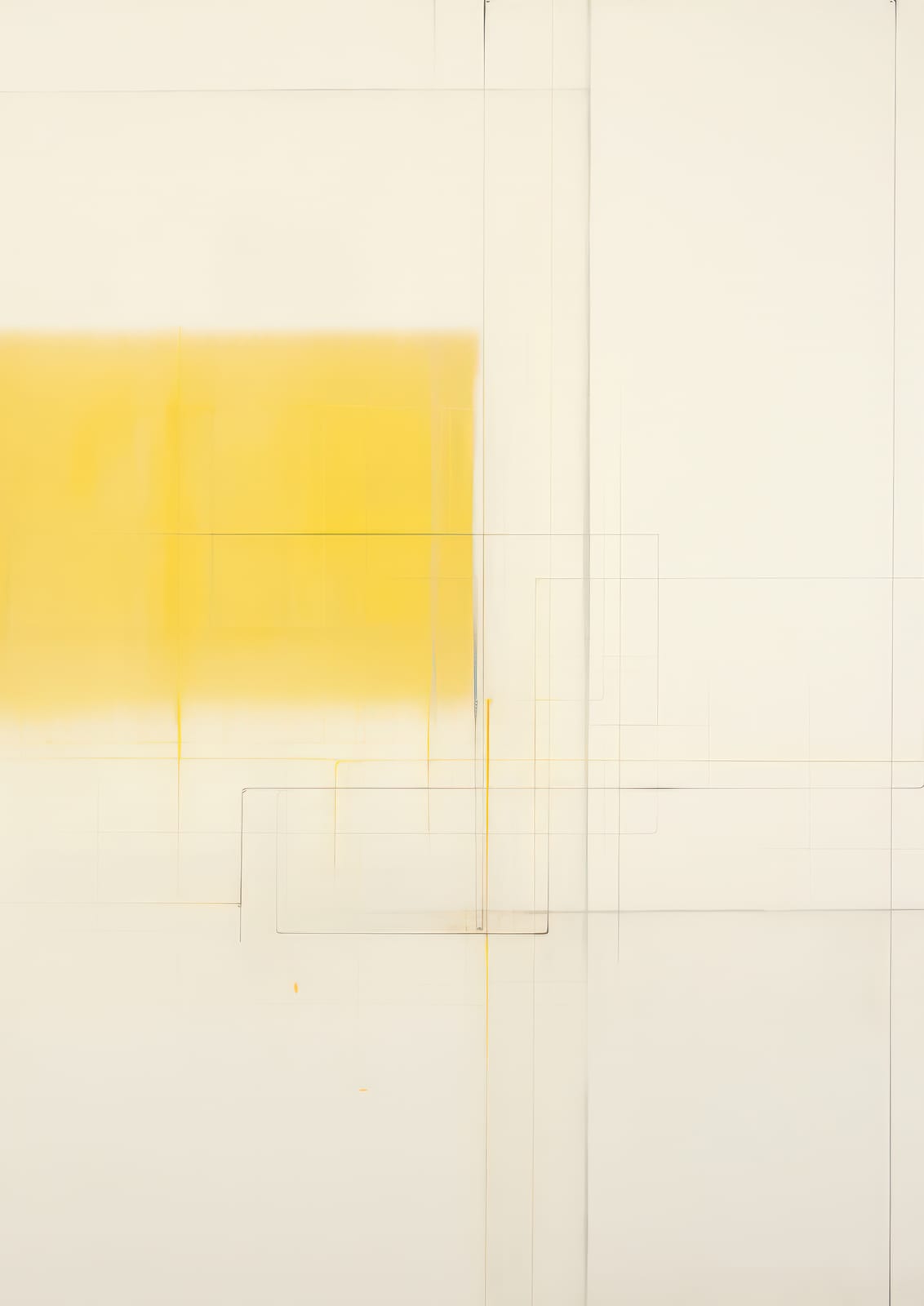 Fine lines run across a yellow block in the final print.
