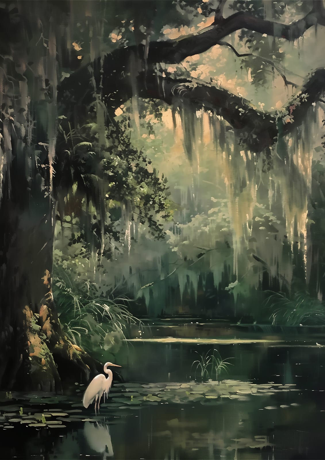 light bird near water lilies.
