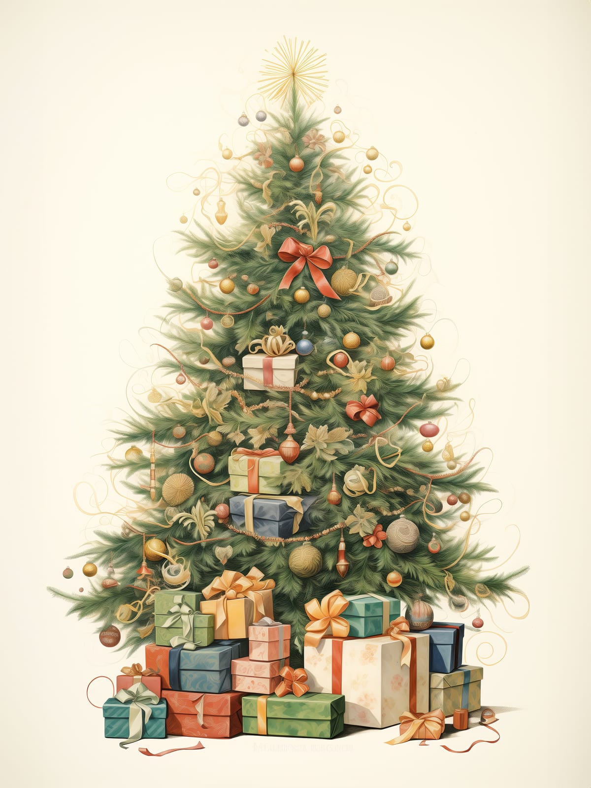 a decorated tree with gifts